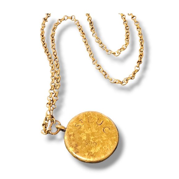 Vintage St Luc French Mid Century Modernist Bronze Enamel Necklace - Picture 4 of 8